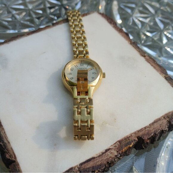 Timex Bracelet Watch Indiglo Vintage Carriage Quartz Gold Tone Links Adjustable - Picture 8 of 14